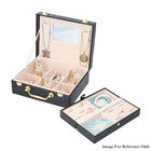 Schmuck Organizer mit Krokoprägung, Spiegel und Fächer, 23,5x18,5x8,5 cm, Schwarz