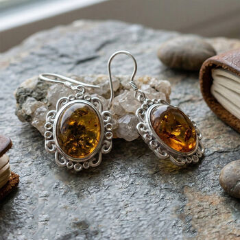 Bernstein Ohrringe 925 Silber