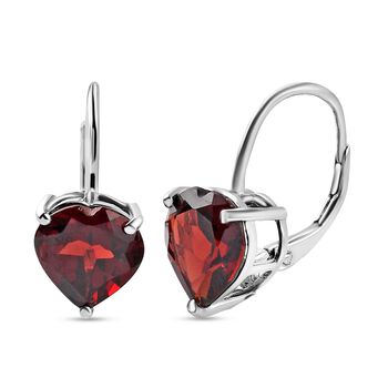 Nat&uuml;rliche Mosambik Granat Herz-Ohrringe, 925 Silber platiniert ca. 7.28 ct