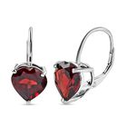 Natürliche Mosambik Granat Herz-Ohrringe, 925 Silber platiniert ca. 7.28 ct