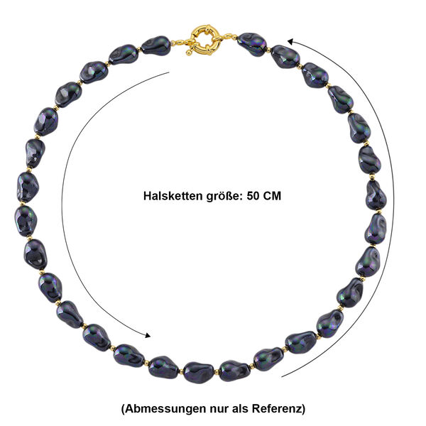 Pfauenfarbene Muschelkernperle 50cm Halskette image number 6