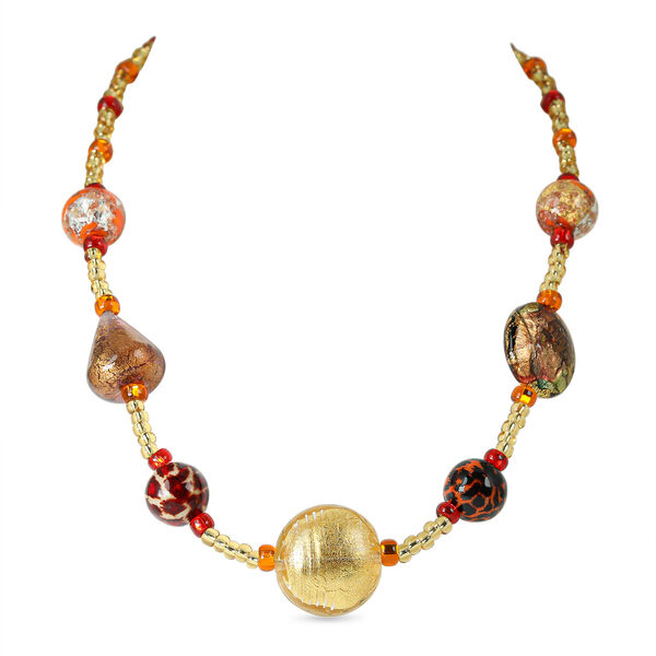 IL MURANO DI FRANCESCA Hearth colours Halskette ca. 45 cm + 5 cm Extender, 925 Silber 750 Gelb Vergoldet