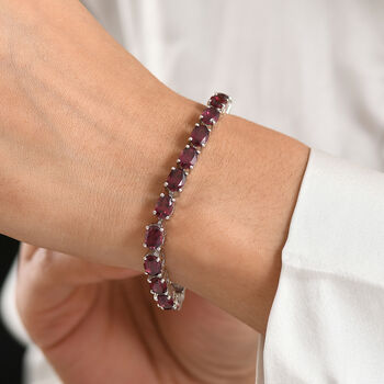 D'Joy AA Nat&uuml;rlicher Rhodolith Granat Armband ca. 18 cm 925 Silber rhodiniert ca. 23,48 ct.