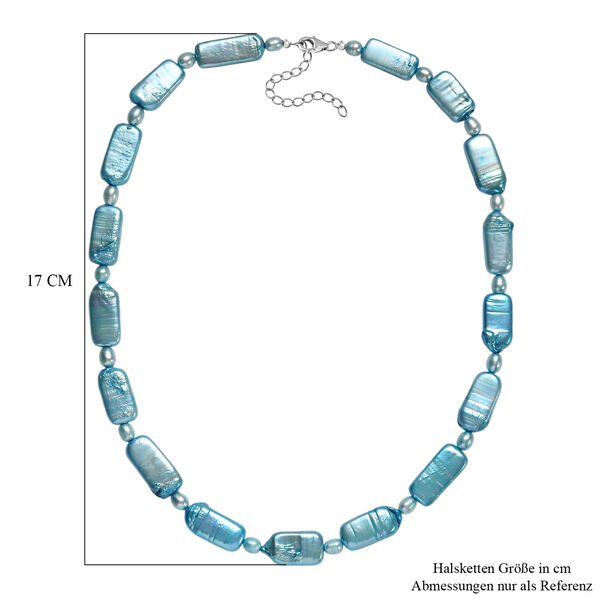 Blaue, gefärbte Süßwasserzuchtperlen Halskette, 45 cm image number 6