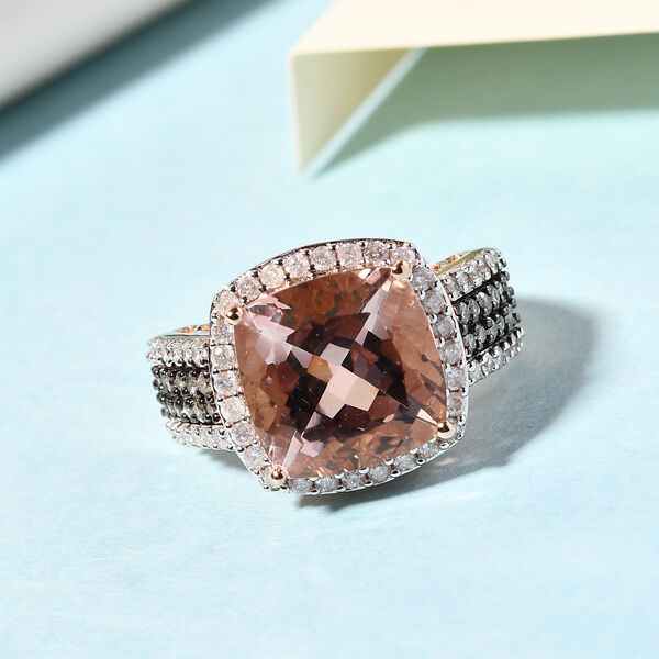 AAA Marropino Morganit und nat&uuml;rlicher Champagner Diamant-Ring, 585 Ros&eacute;gold  ca. 8,31 ct image number 2