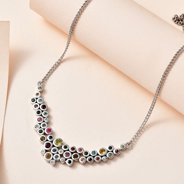 Mehrfach-Turmalin Halskette ca. 45 cm 925 Silber platiniert ca. 2.75 ct image number 2