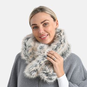 Elastischer Webpelz-Schal, Einheitsgröße, Weiß