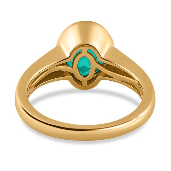 Smaragd-Triplette-Quarz Ring, 925 Silber Gelbgold Vermeil, (Gr&ouml;&szlig;e 19.00), ca. 2.13 ct image number 6