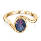Boulder Opal Triplette Ring, 925 Silber vergoldet (Größe 17.00) ca. 0.94 ct