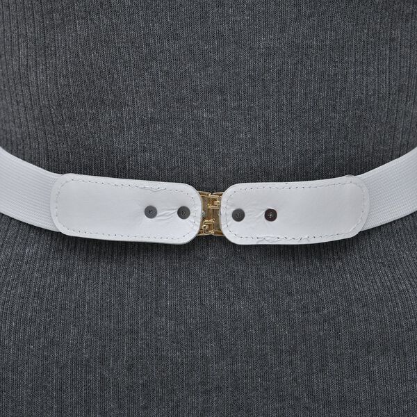 Modischer G&uuml;rtel mit Metallschnalle, Gr&ouml;&szlig;e 3x65 cm, gewebt, wei&szlig; image number 5