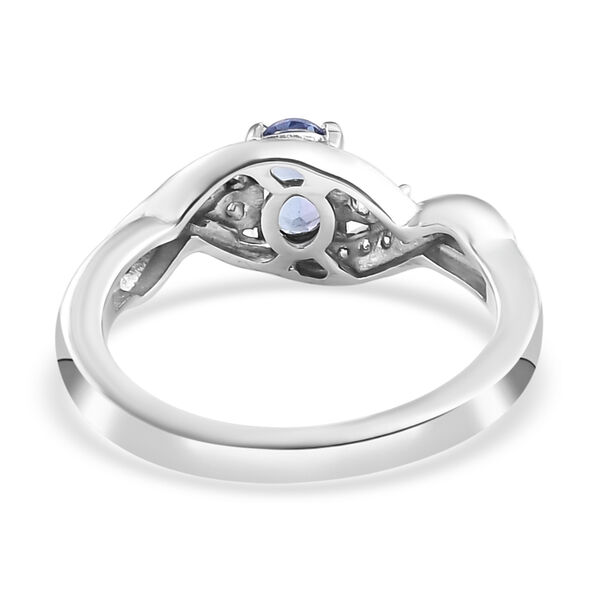 Tansanit und wei&szlig;er Zirkon-Ring, 925 Silber platiniert  ca. 0,67 ct image number 6