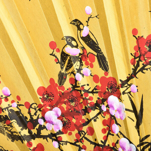 Großer Fächer aus Holz in japanischem Stil, Größe 160x90 cm, Braun-Gelb image number 3