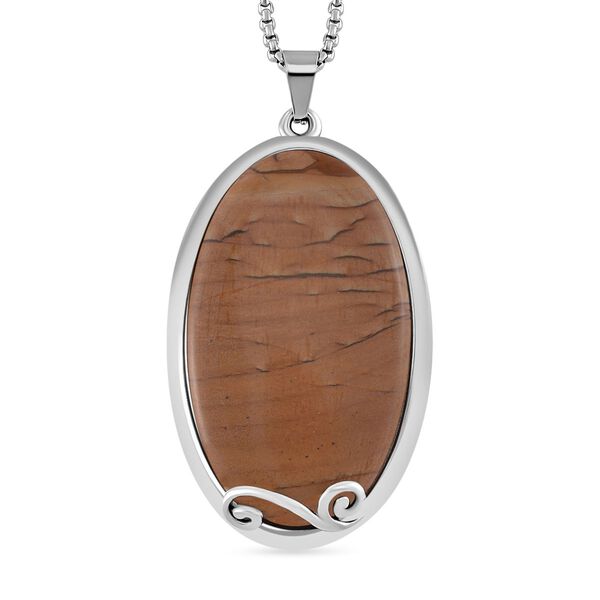 Bild Jasper Halskette ca. 60 cm Reiner Edelstahl ca. 60,80 ct image number 0