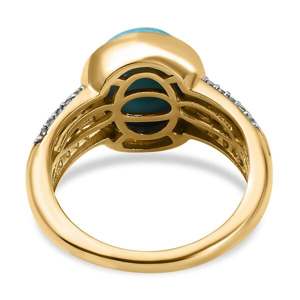 Amerikanischer, nat&uuml;rlicher Sleeping Beauty T&uuml;rkis und schweizer Blautopas-Ring, 925 Silber Gelbgold Vermeil  ca. 3,68 ct image number 6