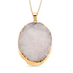 Weißer Drusy Quarz-Anhänger mit 60cm Kette - 30 ct.