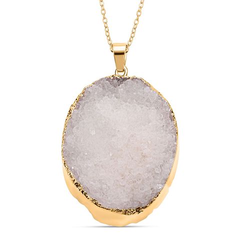 Weißer Drusy Quarz-Anhänger mit 60cm Kette - 30 ct. image number 0