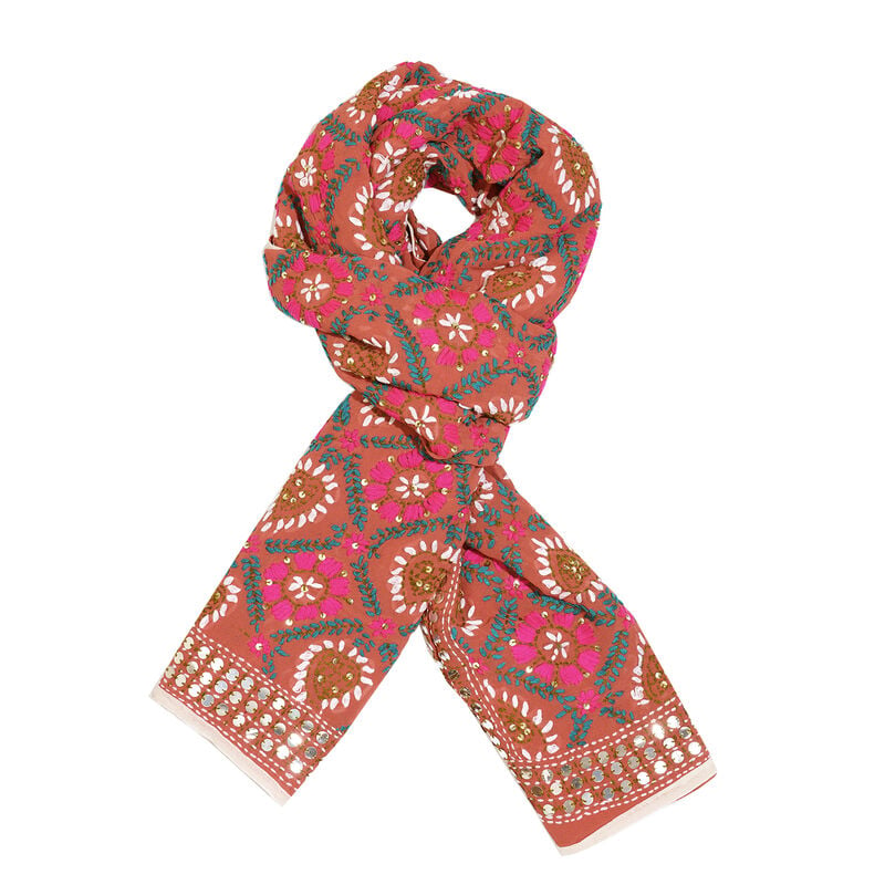 Bestickter, handgearbeiteter Schal aus Viskose, Mehrfarbig image number 0