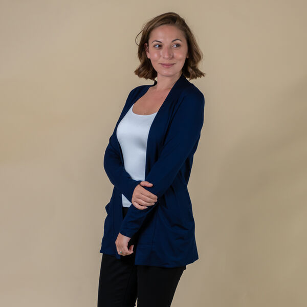 TAMSY - Jersey Cardigan mit offener Vorderseite f&uuml;r Damen, Gr&ouml;&szlig;e 38, Dunkelblau image number 2