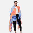 LA MAREY - 100% natürlicher, bedruckter Maulbeerseiden-Schal in Geschenkbox, Blau und Orange