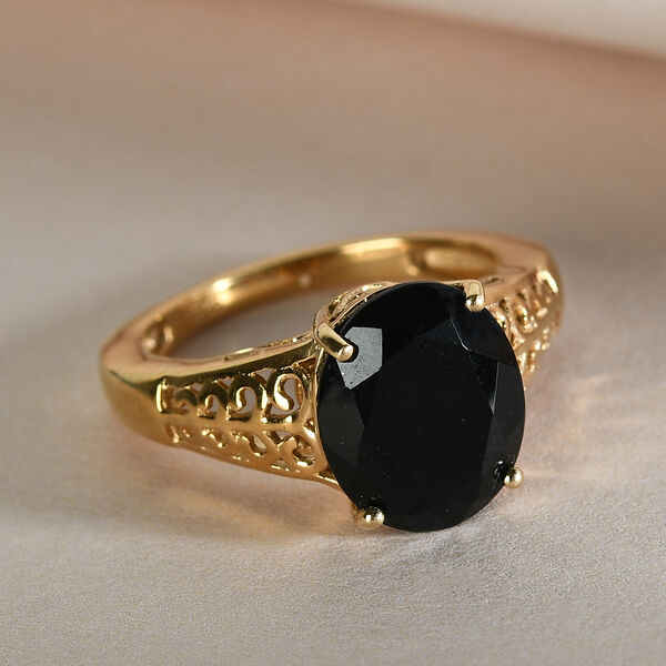 Schwarzer Spinell Ring 925 Silber vergoldet  ca. 4,02 ct image number 2