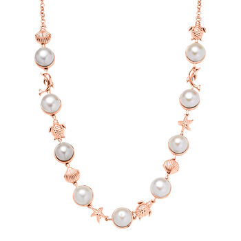 EVER TRUE S&uuml;&szlig;wasser Perle (9-9.5 mm) Halskette ca. 50 cm Nickelfreies Messing, Rosegoldfarben