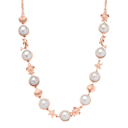 EVER TRUE S&uuml;&szlig;wasser Perle (9-9.5 mm) Halskette ca. 50 cm Nickelfreies Messing, Rosegoldfarben