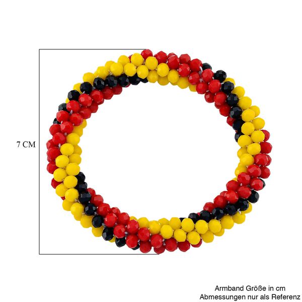 Gelbes, schwares und rotes Kristall flexibles Armband image number 5