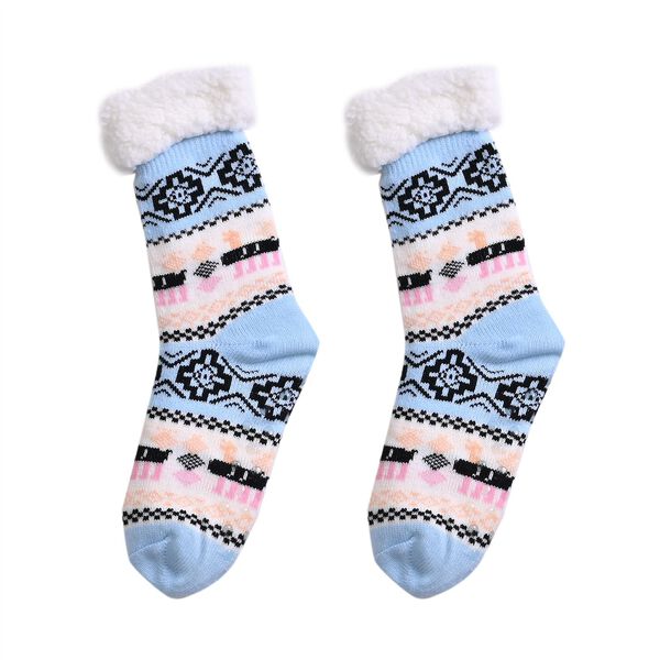 2er-Set rutschfeste Wintersocken mit Sherpa-Futter, (Gr&ouml;&szlig;e 36-41), Apricot und hellblau image number 4