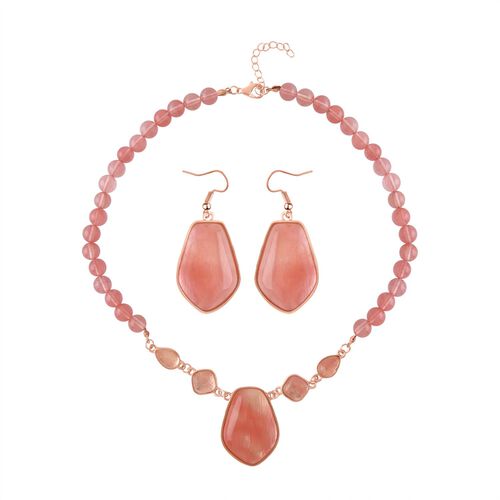 3er Set - Kirsch Quarz Anhänger mit Kette und Ohrringe, ca. 298.00 ct image number 0