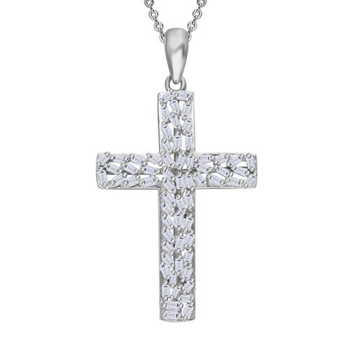 LUXURIANT DIAMOND- SI-GH Labor Diamant Kreuz Anhänger mit 50cm Kette, 925 Silber rhodiniert - 0,33 ct. image number 0