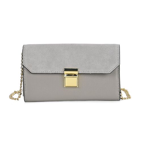 100% Echtleder Clutch mit RFID Schutz, Grau image number 0