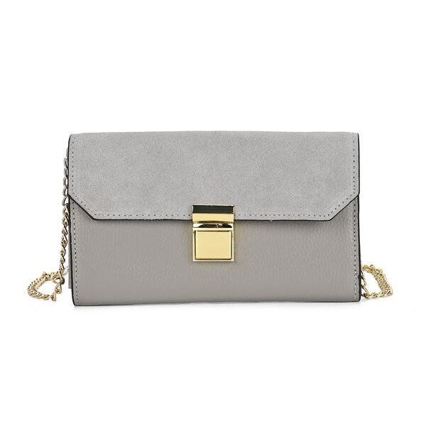 100% Echtleder Clutch mit RFID Schutz, Grau image number 0