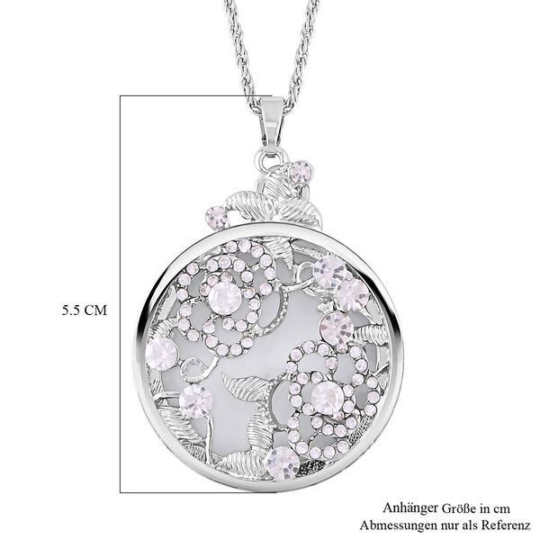 2 -und-1 Lupe und Walflosse mit floralen Wei&szlig;er Kristall Anh&auml;nger mit Kette ca. 61 cm + 5 cm Extender, Glas, Silberfarben image number 4