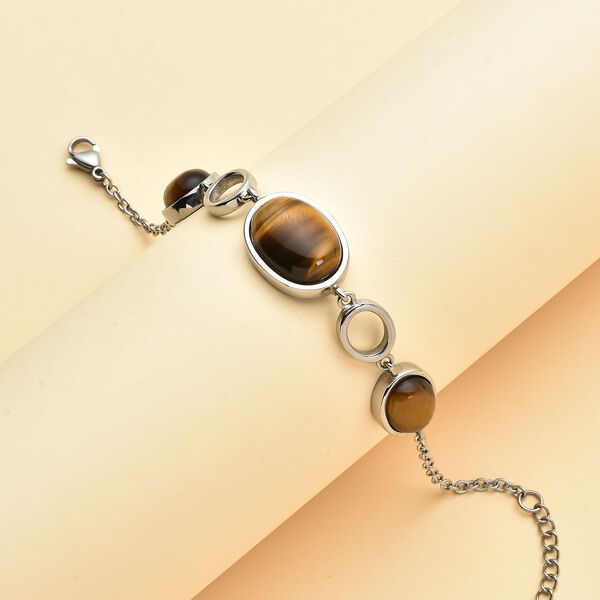 Gelbes Tigerauge-Armband, ca. 19+3.5 cm, silberfarben, ca. 20,00 ct image number 2