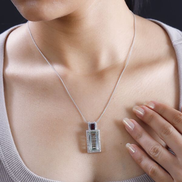 Prasiolith, Rhodolith Granat und Zirkon-Anhänger - 13,40 ct. image number 3