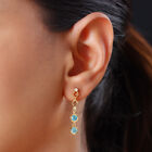Kambodschanischer blauer und Weißer Zirkon Ohrhänger 925 Silber vergoldet ca. 1,86 ct  image number 2
