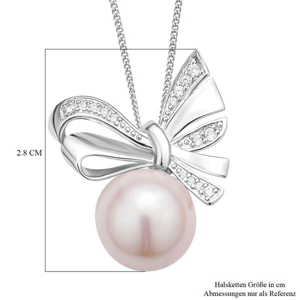 Edison Perle und wei&szlig;er Zirkon-Anh&auml;nger mit Kette - 0,26 ct. image number 6