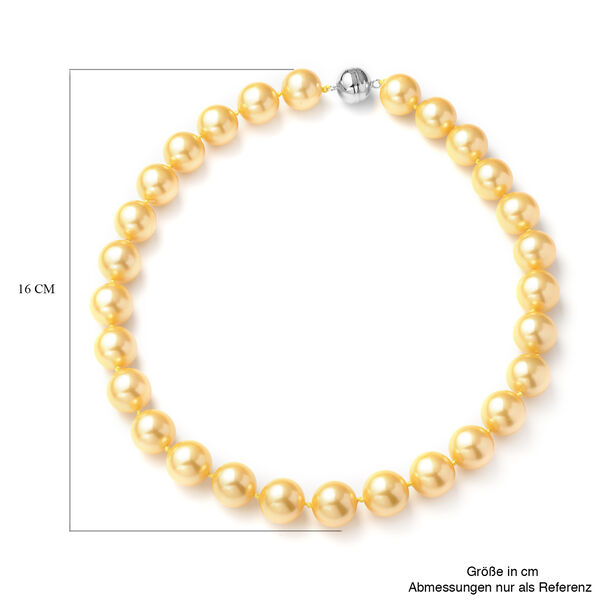 Goldfarbene Muschelkernperlen-Halskette, ca. 50 cm, 925 Silber rhodiniert image number 5