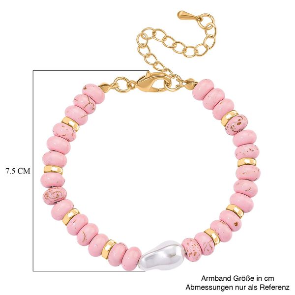 Weiße Muschelkernperle, Almandin Armband,  ca. 18 cm + 5 cm Extender, goldfarben image number 5