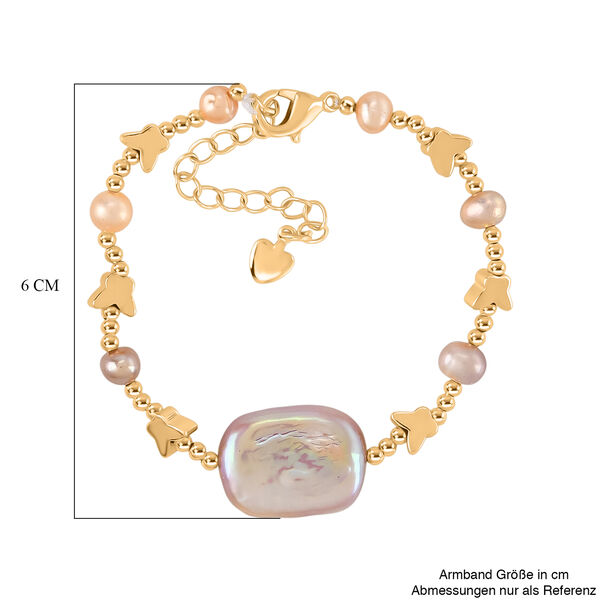 Rosa S&uuml;&szlig;wasser Perle, Lila S&uuml;&szlig;wasser Perle Armband ca. 15.85 cm + 3.5 cm Extender, Nickelfreies Messing, Goldfarben image number 7