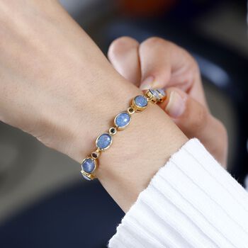 Boulder Opal Triplette, Mehrfarbig-Turmalin Armband ca. 19 cm 925 Silber 750 Gelb Vermeil ca. 14,01 ct.