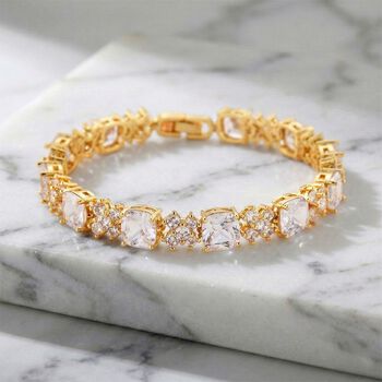 Wei&szlig;er Zirkonia Armband ca. 19 cm Nickelfreies Messing 5.00 ct