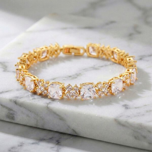 Wei&szlig;er Zirkonia Armband ca. 19 cm Nickelfreies Messing 5.00 ct image number 2