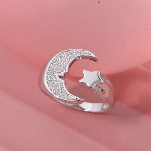 Lustro Stella Weißer Zirkonia Ring 925 Silber rhodiniert (Größe 17.00) image number 1