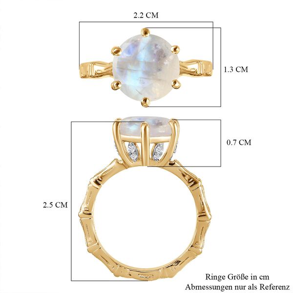 Premium Regenbogen Mondstein und Zirkon-Ring - 3,29 ct. image number 7