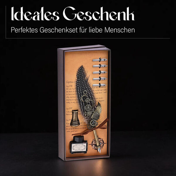 Vintage Kalligraphie-Schreibstift mit Tinte und Geschenkbox image number 6