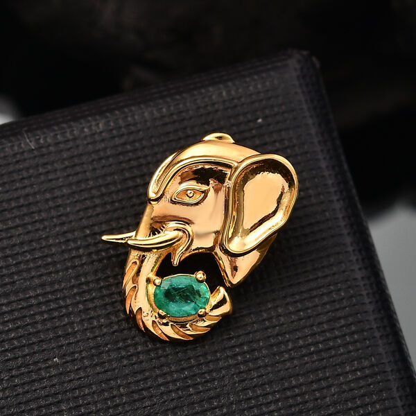 Kagem Sambischer Smaragd Anh&auml;nger 925 Silber 750 Gelb Vergoldet ca. 0.20 ct image number 2