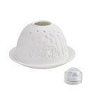 Exquisiter Teelichthalter mit LED-Licht, 3D-Motiv 'Bethlehem', unglasiertes wei&szlig;es Porzellan, ideal als Tischdekoration und Nachtlicht, Gr&ouml;&szlig;e: 10.5x7.5 cm