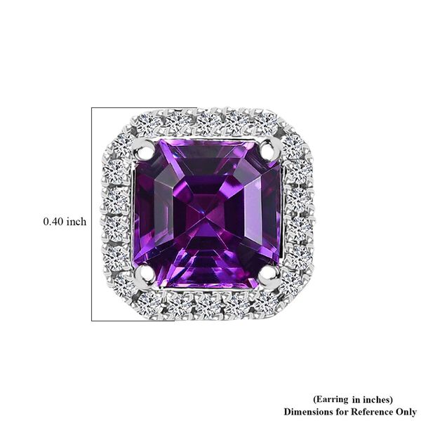 LUXURIANT DIAMOND- zertifiziert und gepr&uuml;ft AAA Labor Lila Saphir und Labor Diamant Ohrringe in 417 Wei&szlig;gold - 5 ct. image number 4