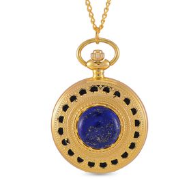 STRADA Lapislazuli Kettenuhr, Legierung, 91.4 cm, goldfarben, ca. 15.00 ct